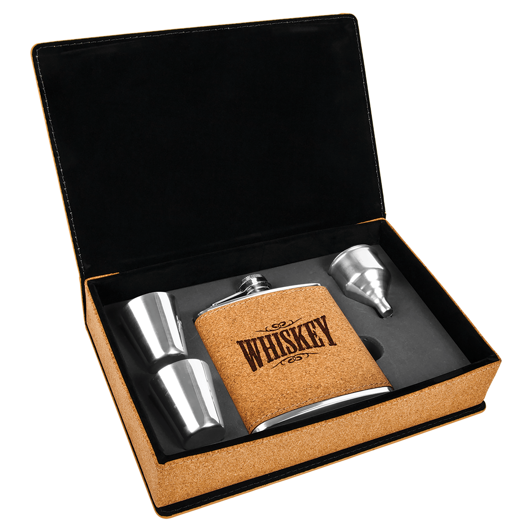 Leatherette Flask Set