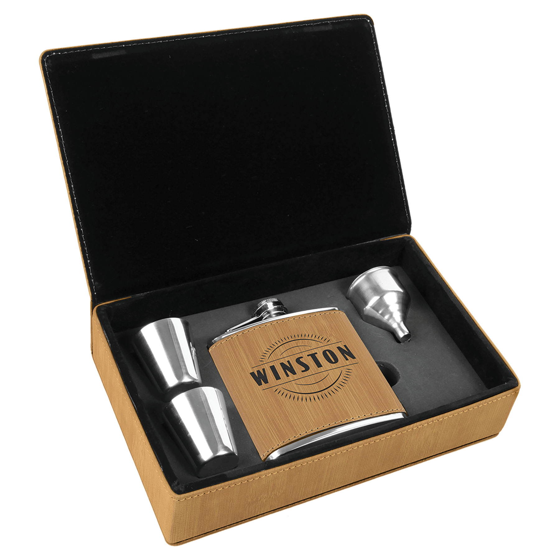 Leatherette Flask Set