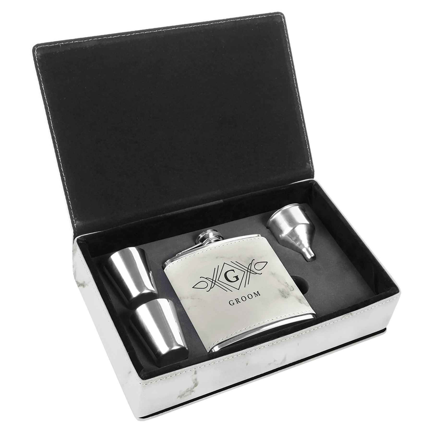 Leatherette Flask Set
