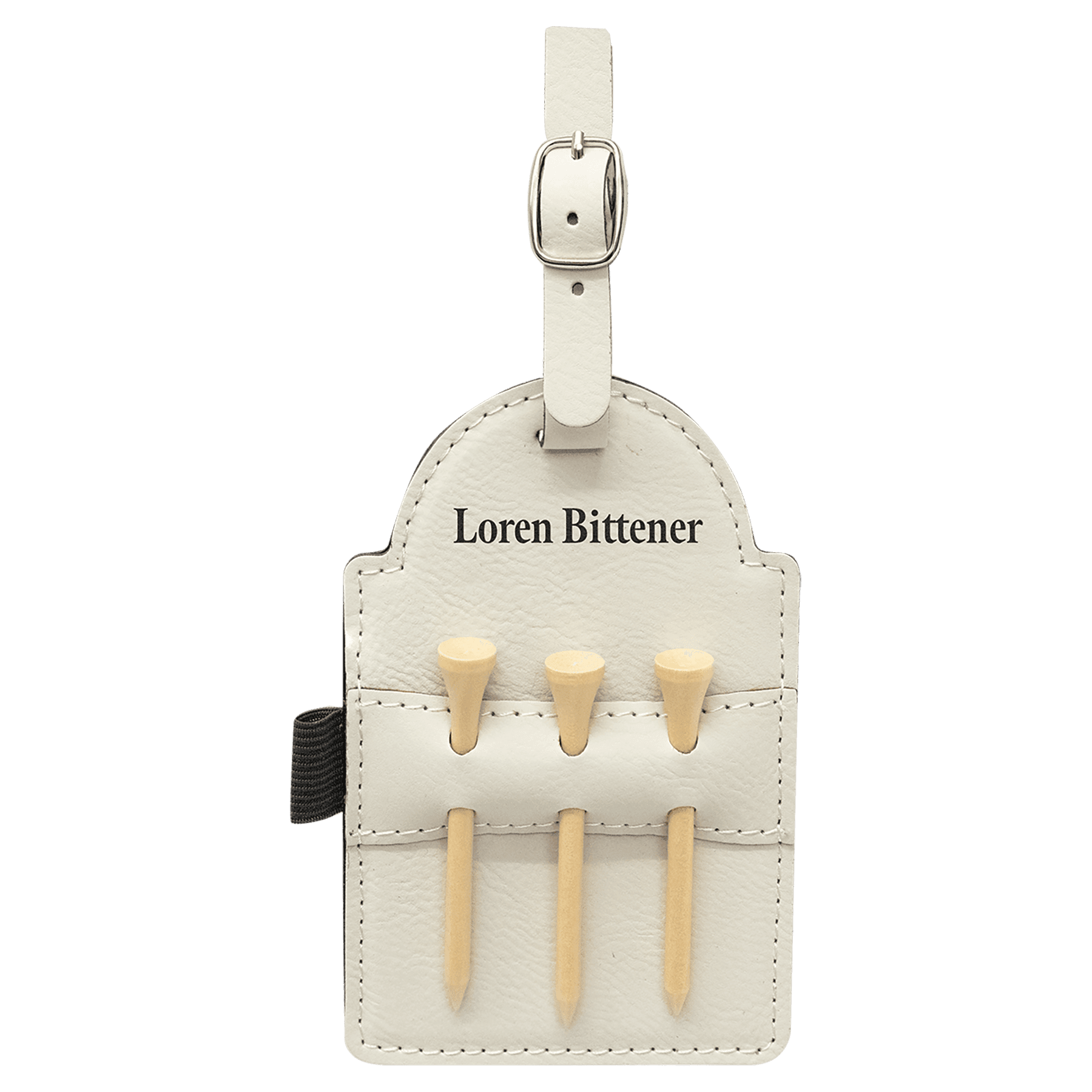 Leatherette Golf Bag Tag with Wooden Tees