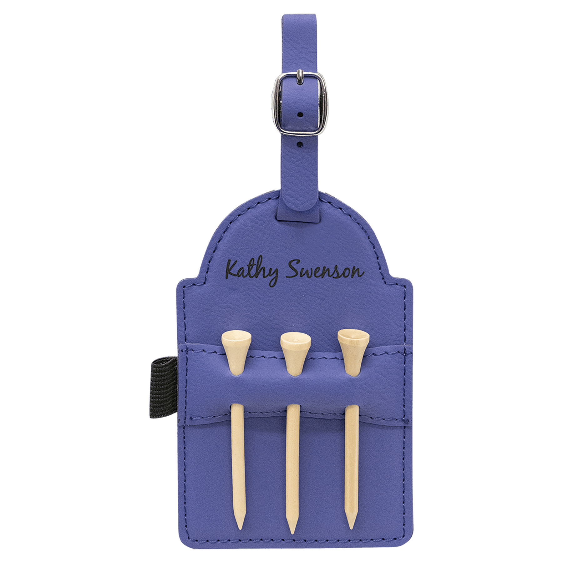 Leatherette Golf Bag Tag with Wooden Tees