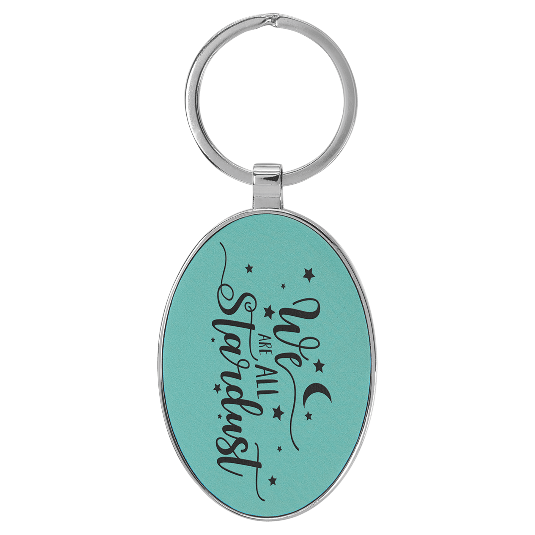 Leatherette Oval Keychain with Metal Frame