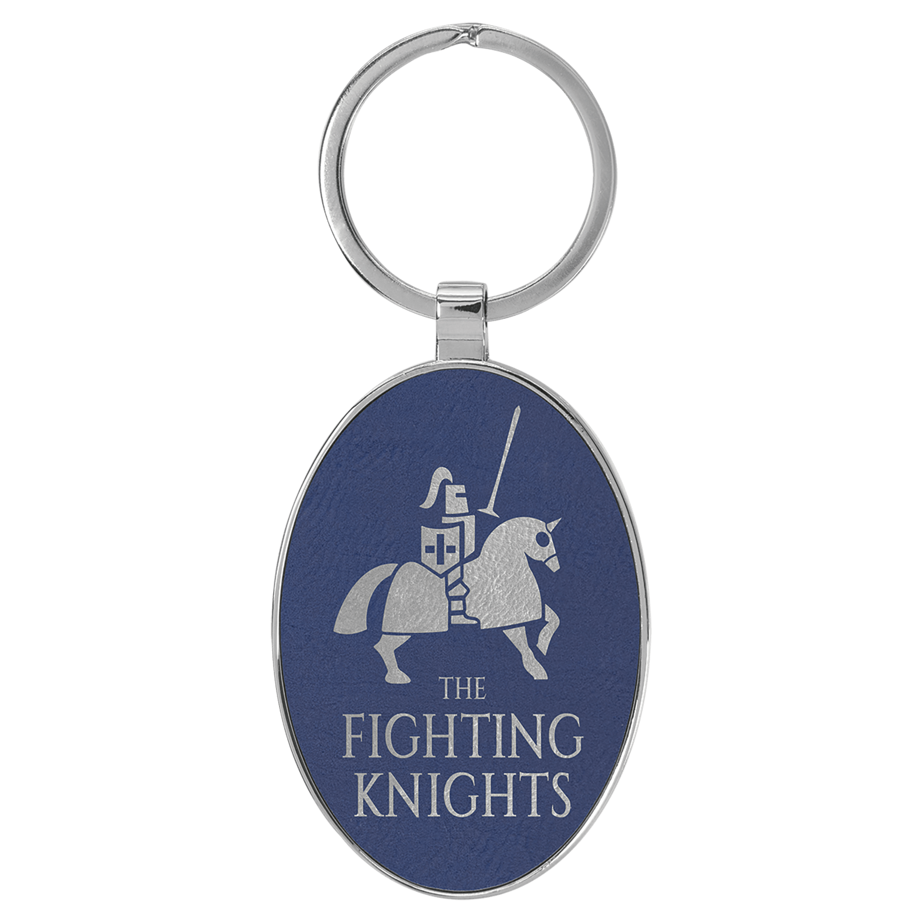 Leatherette Oval Keychain with Metal Frame