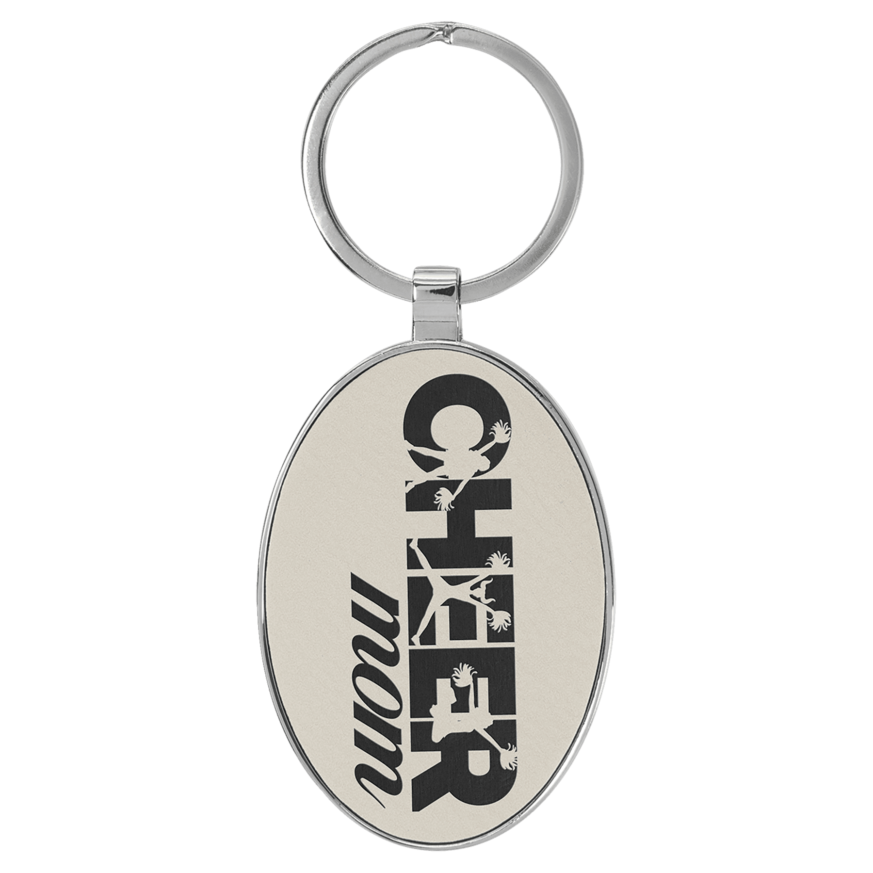 Leatherette Oval Keychain with Metal Frame