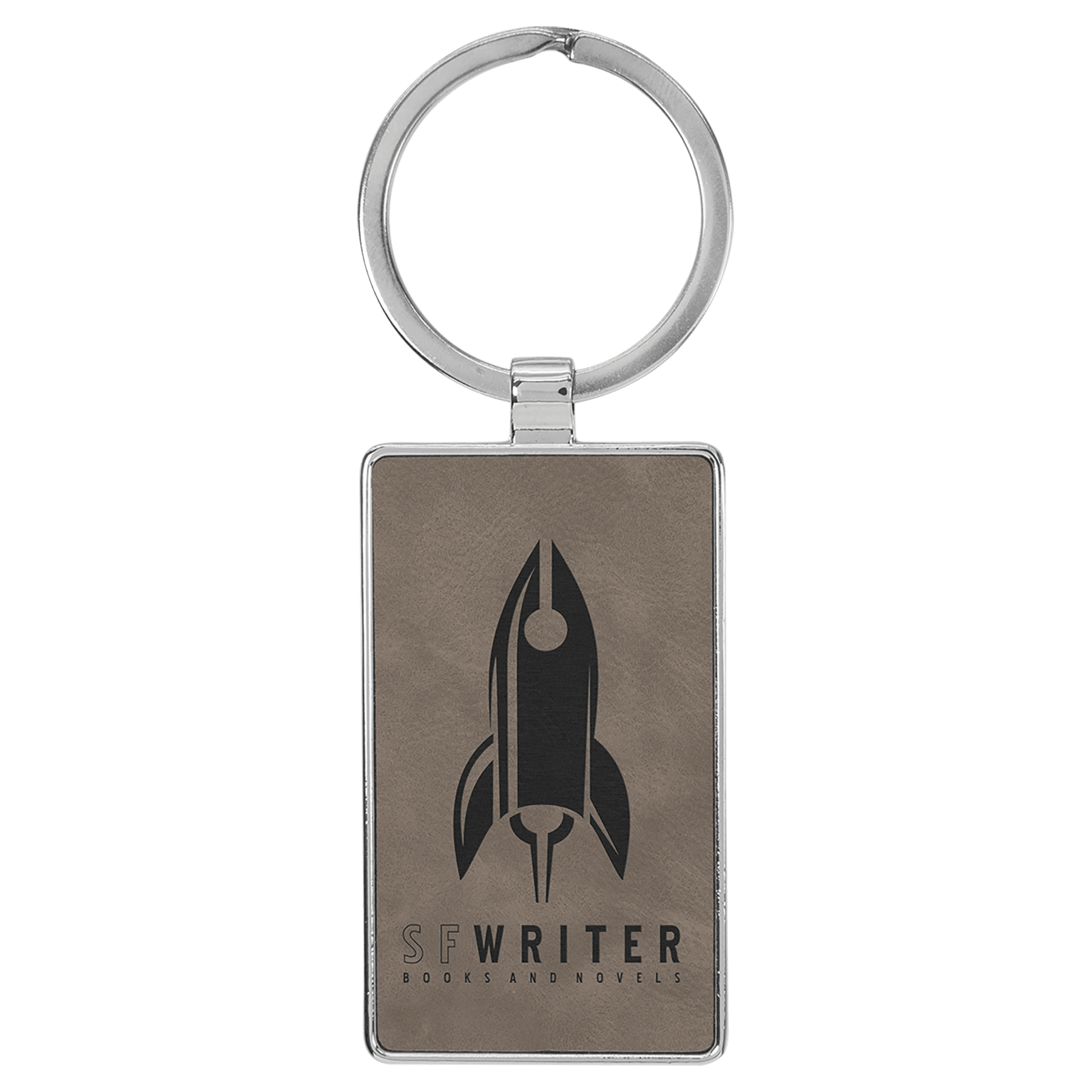 Leatherette Rectangle Keychain with Metal Frame