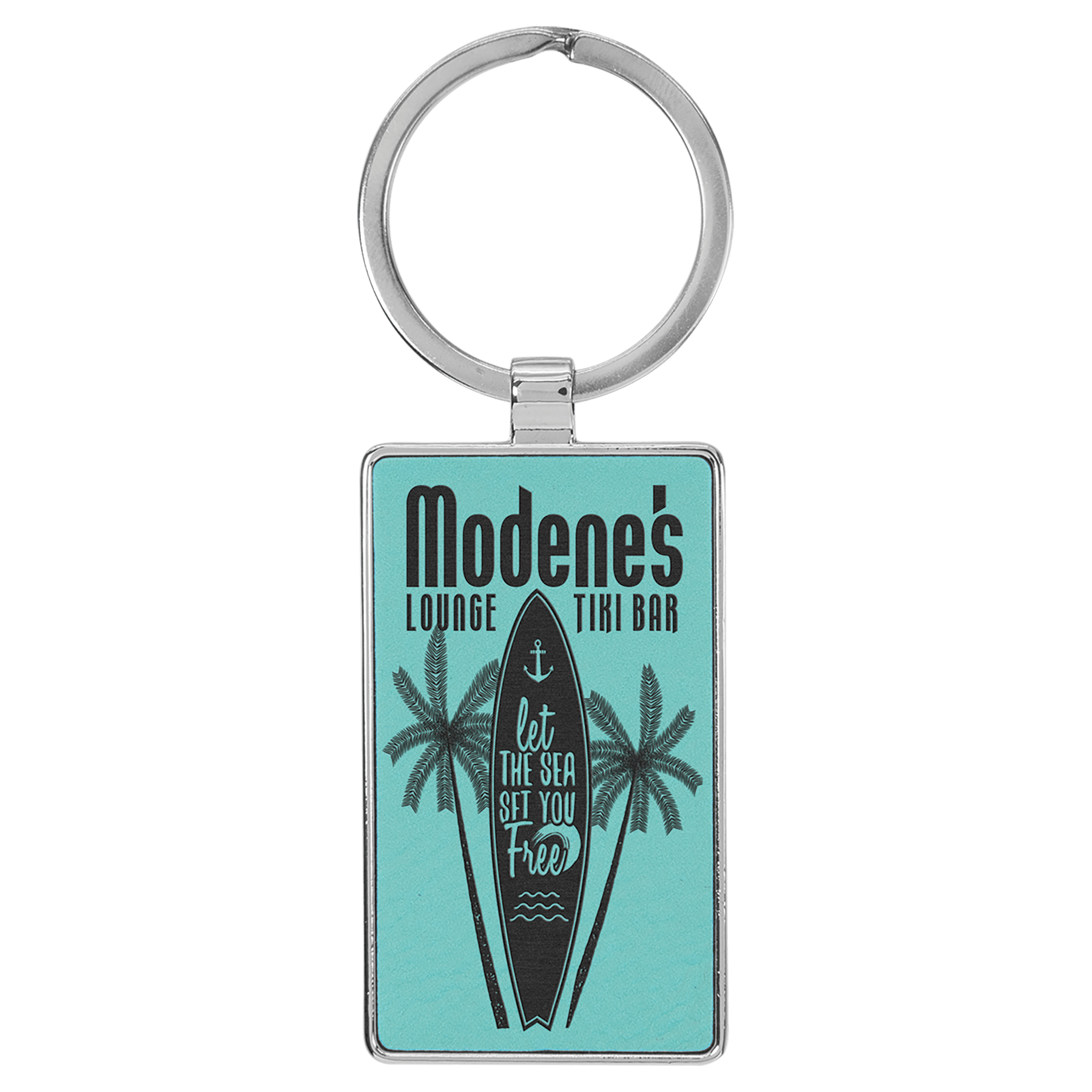 Leatherette Rectangle Keychain with Metal Frame