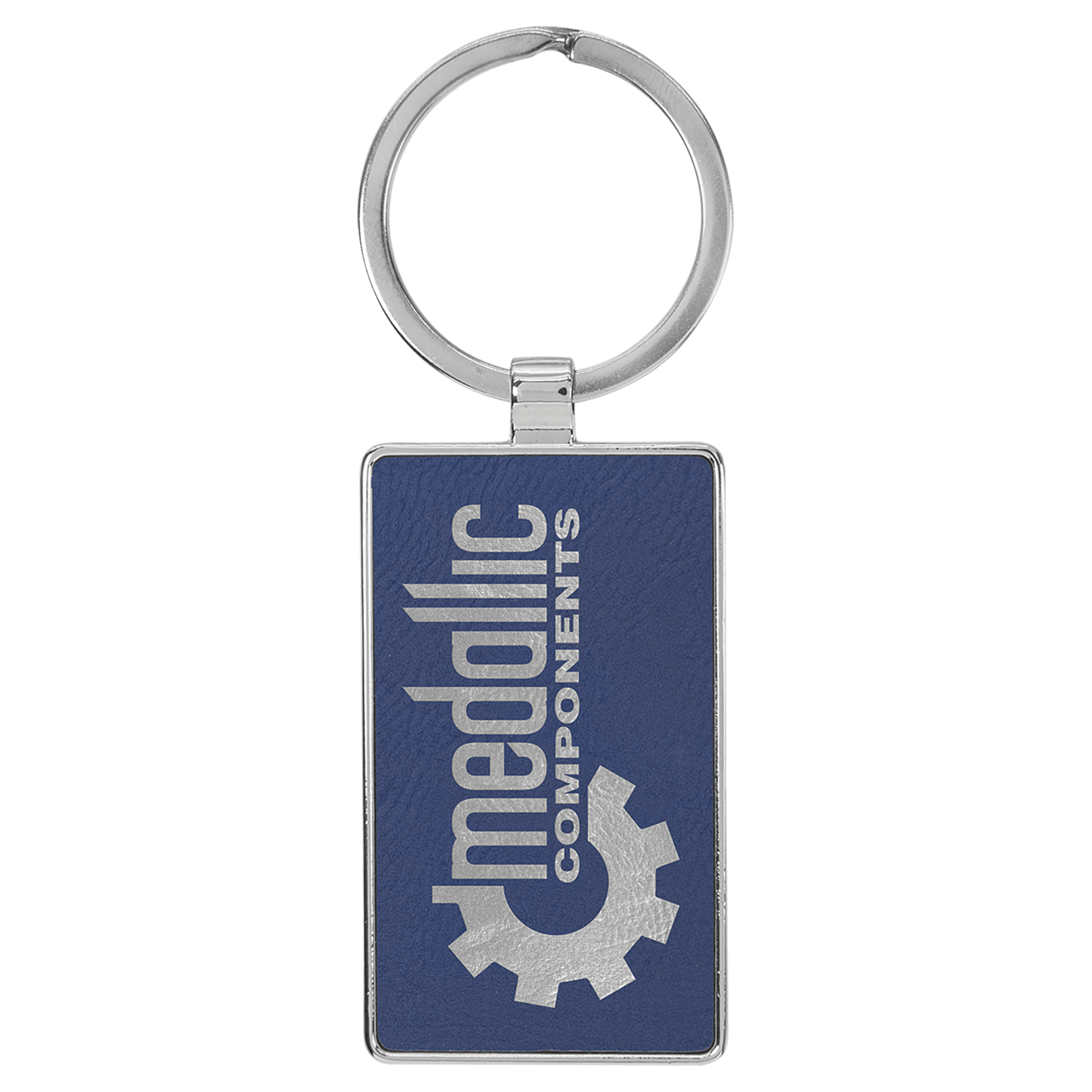 Leatherette Rectangle Keychain with Metal Frame