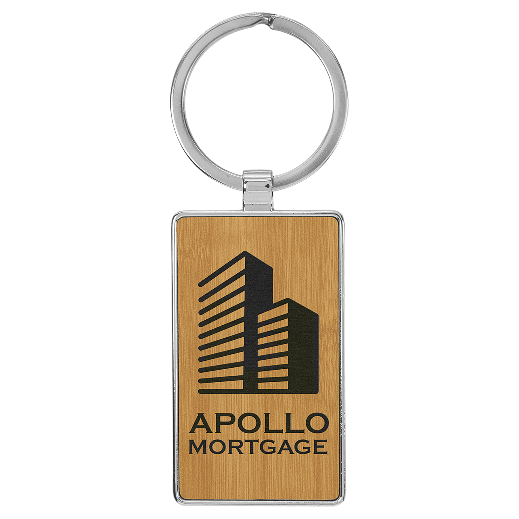 Leatherette Rectangle Keychain with Metal Frame
