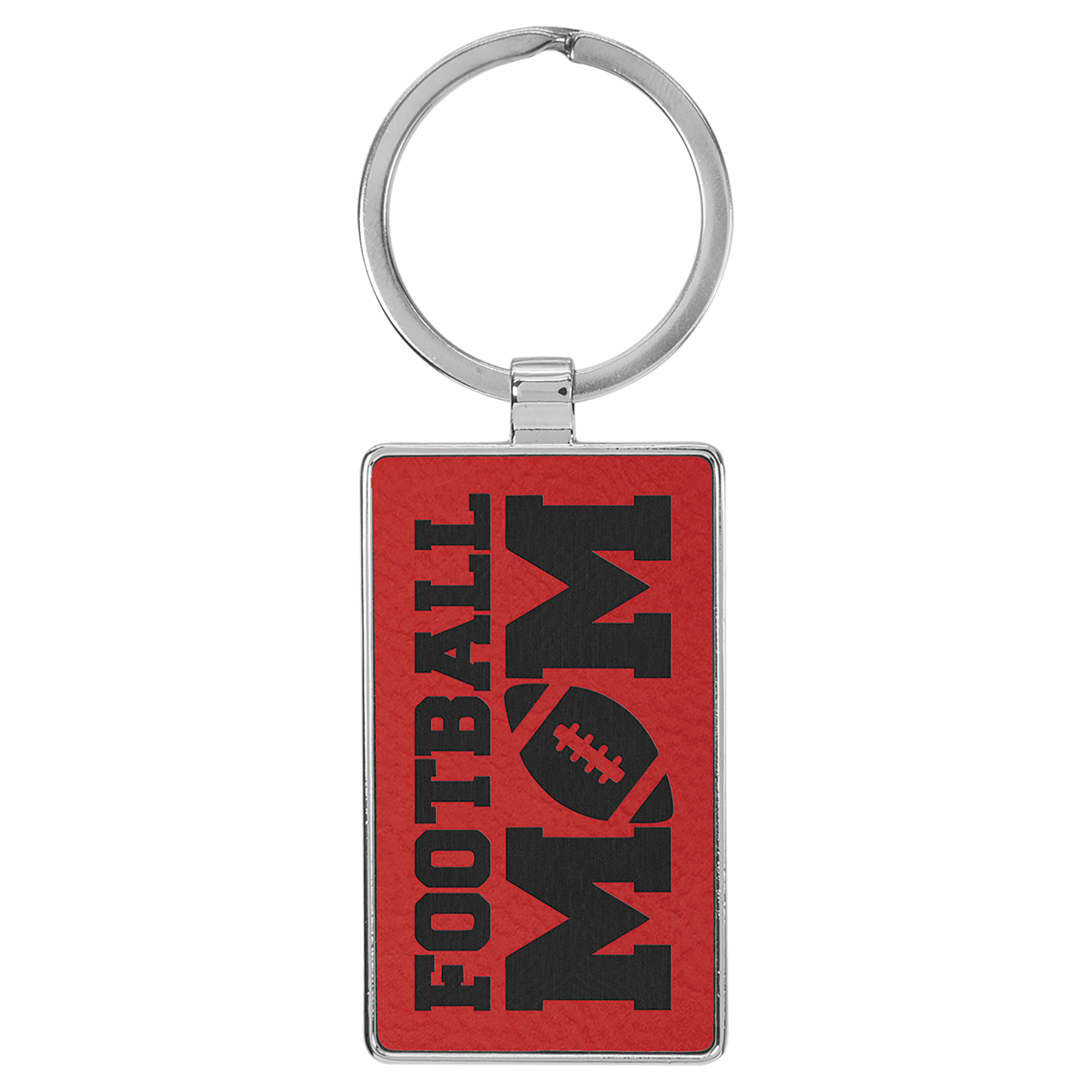 Leatherette Rectangle Keychain with Metal Frame