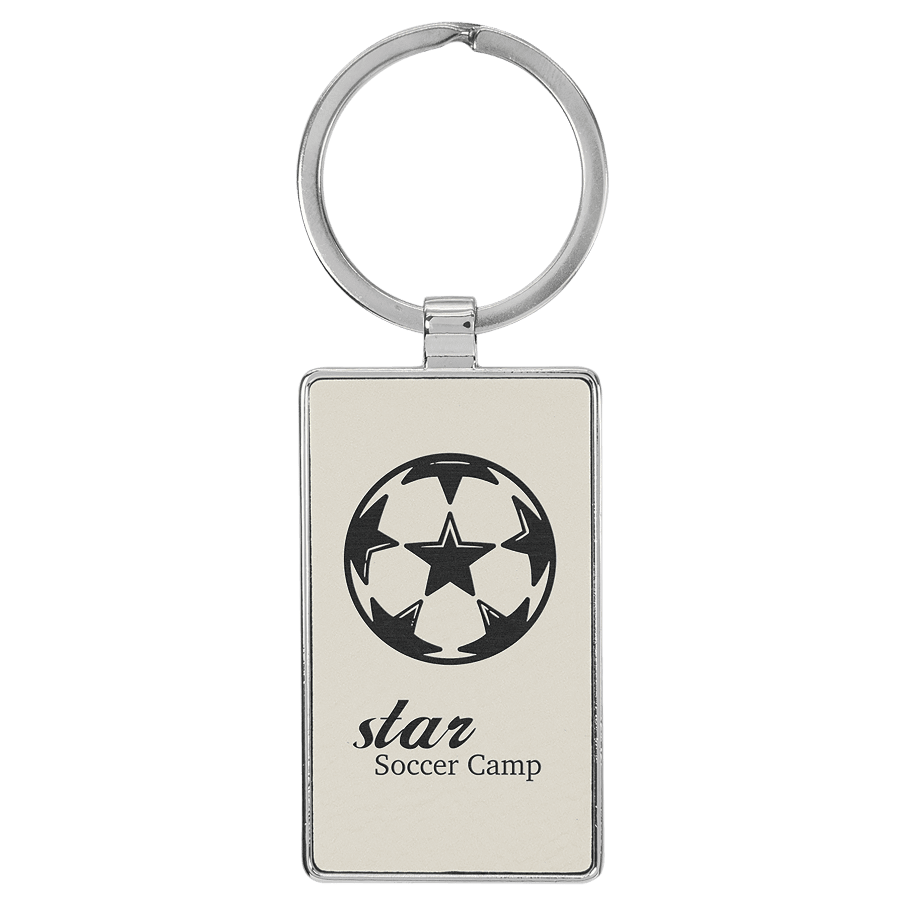 Leatherette Rectangle Keychain with Metal Frame