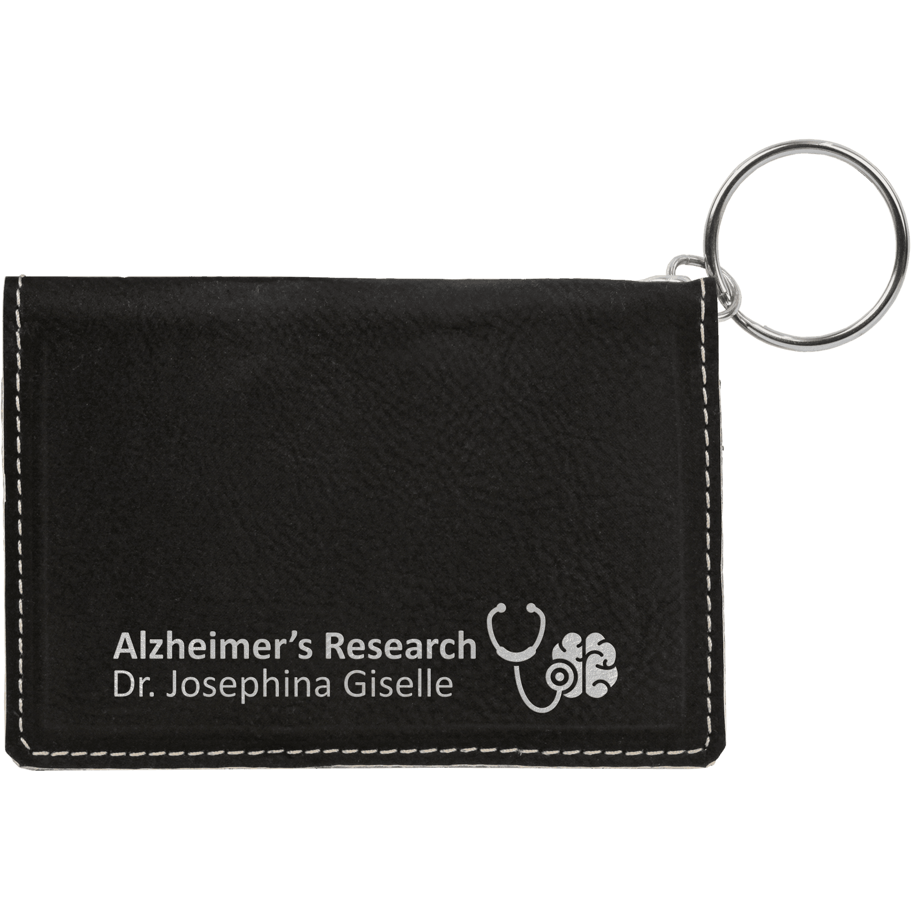 Leatherette ID Holder Keychain