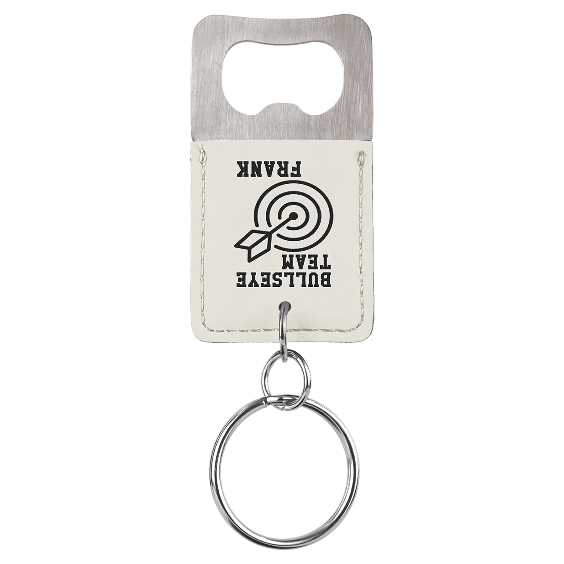 Leatherette Rectangle Bottle Opener Keychain