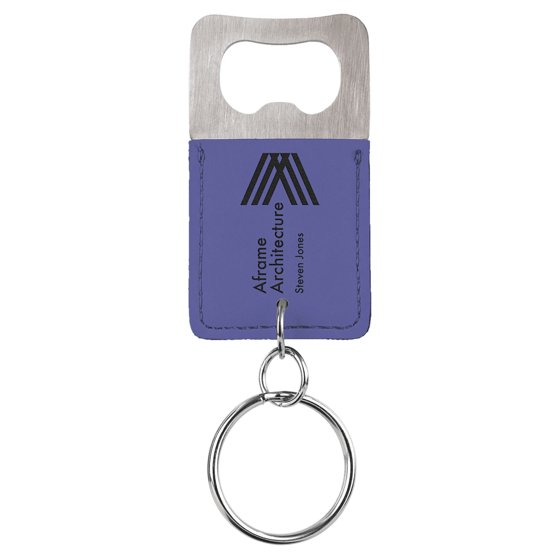 Leatherette Rectangle Bottle Opener Keychain