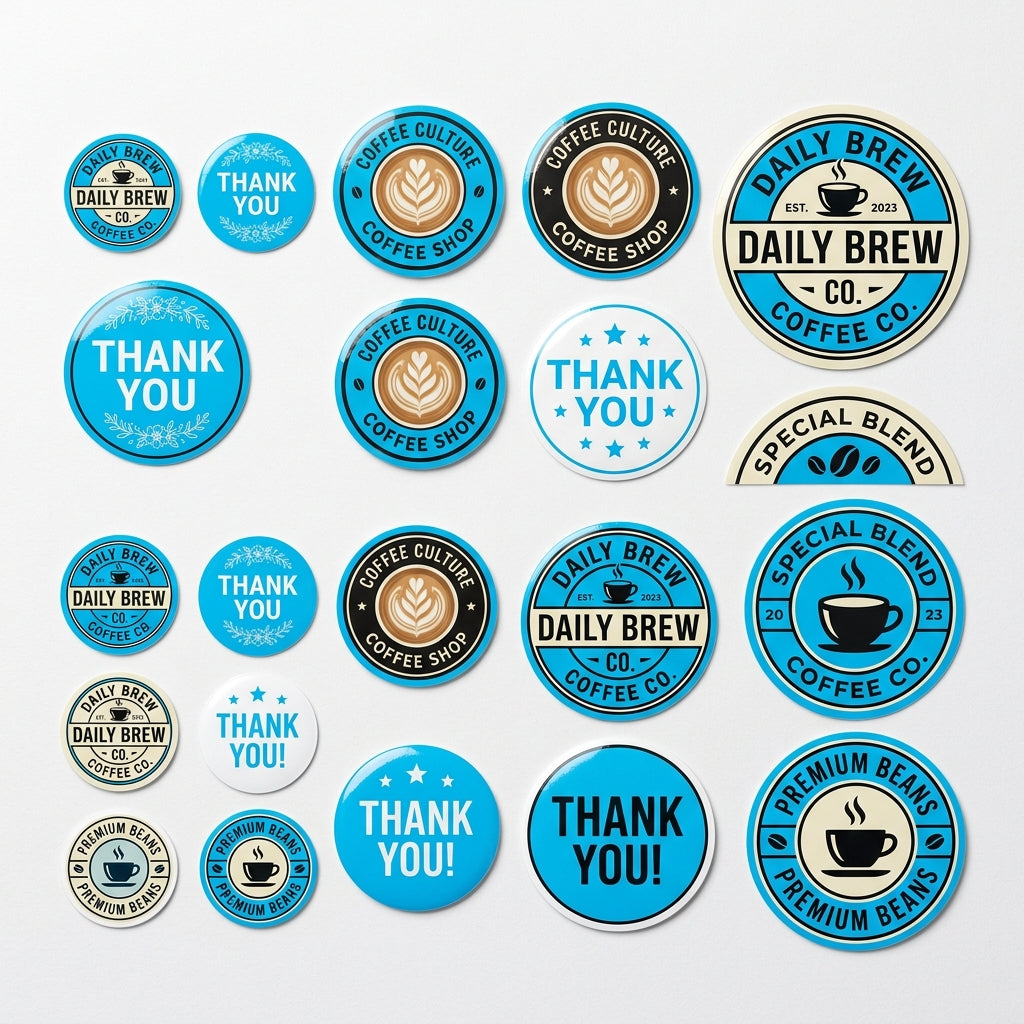 Custom circle stickers in multiple sizes with glossy finish