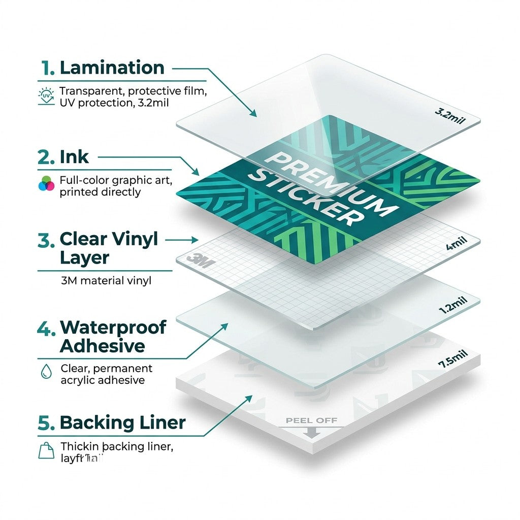 Clear Stickers 50 Pack Deal - Layer Breakdown Diagram