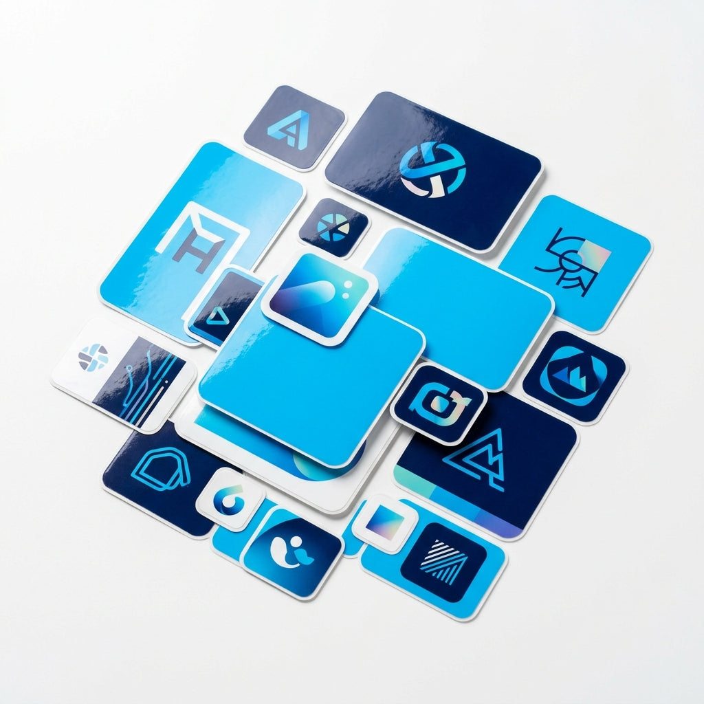 Custom rounded corner stickers with smooth edges and glossy finish
