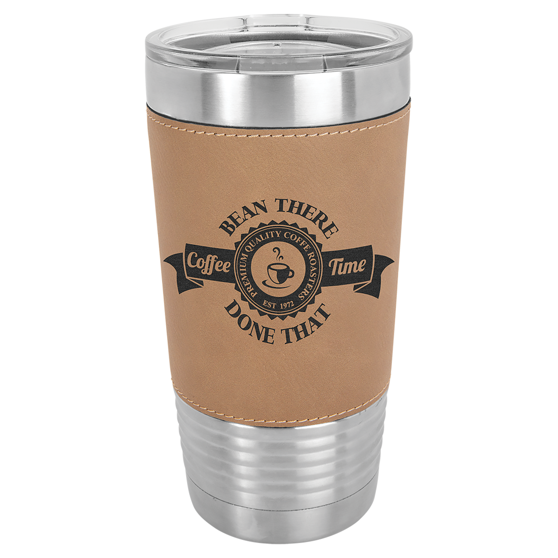 Customized 20 oz. Leatherette Tumbler with Clear Lid