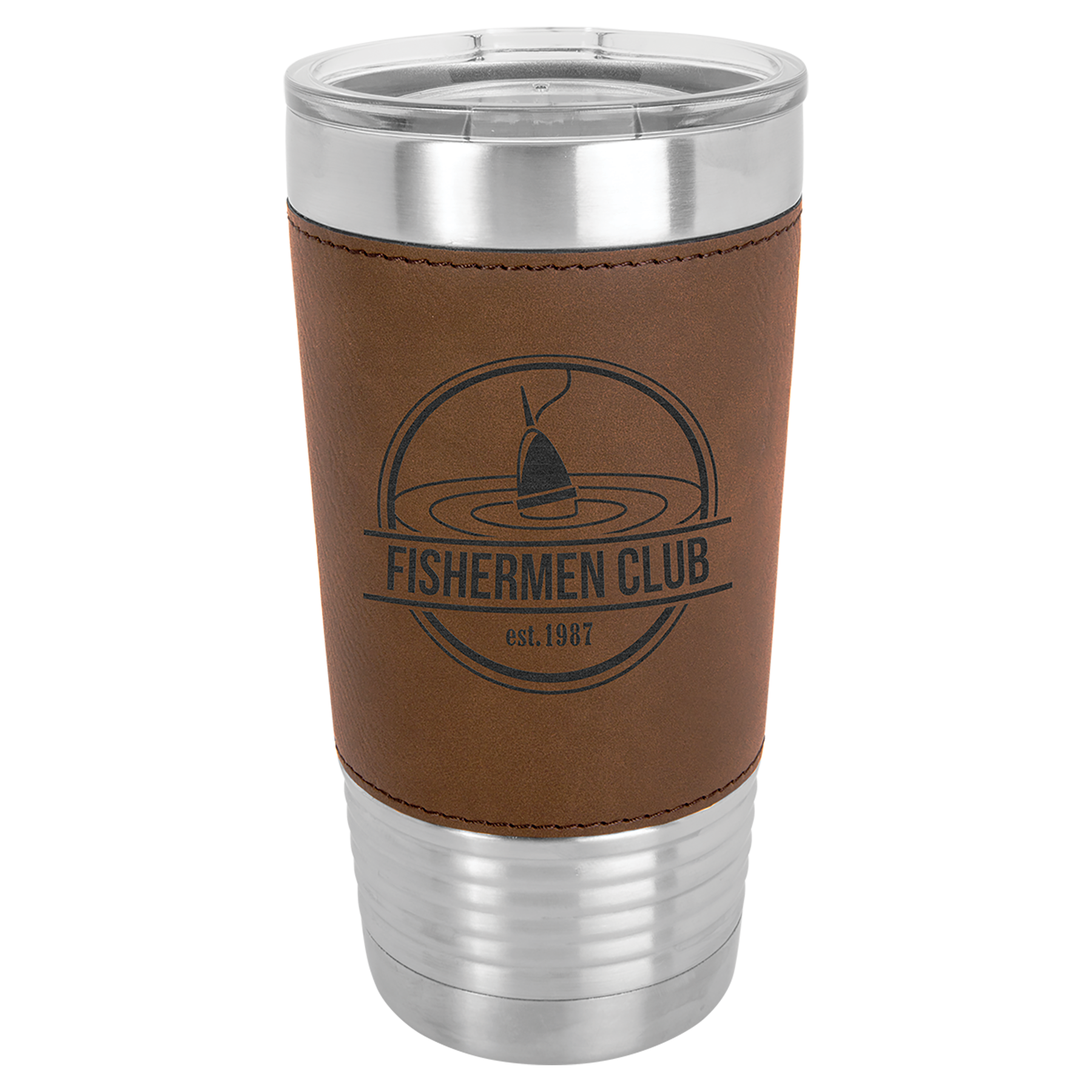 Customized 20 oz. Leatherette Tumbler with Clear Lid