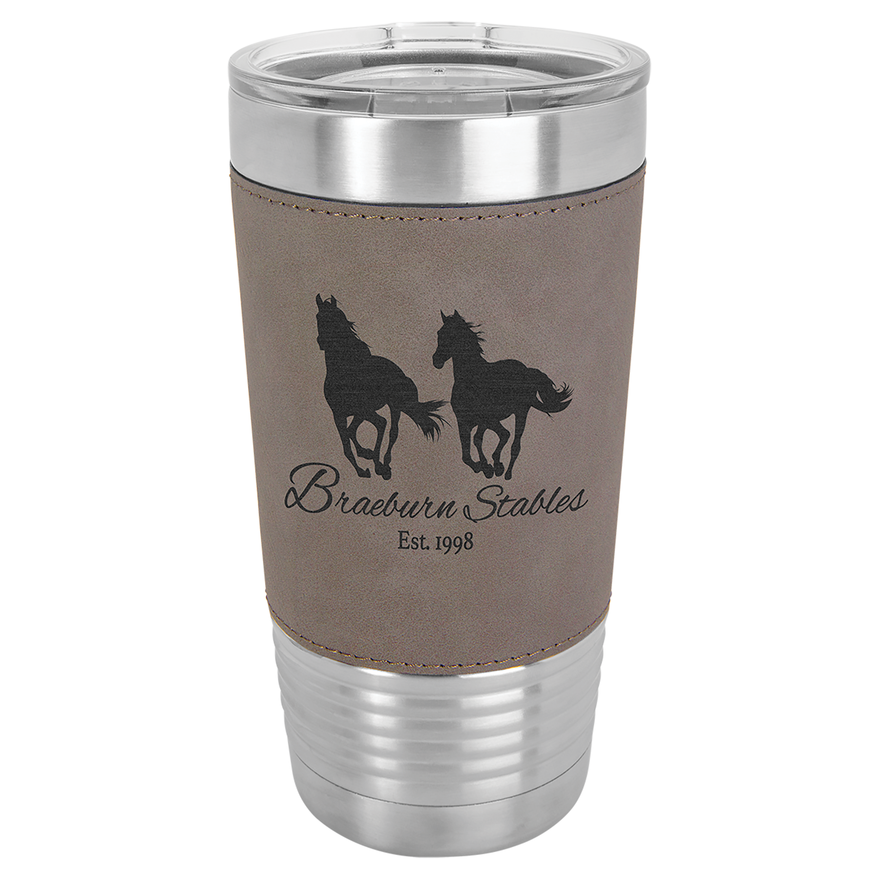 Customized 20 oz. Leatherette Tumbler with Clear Lid