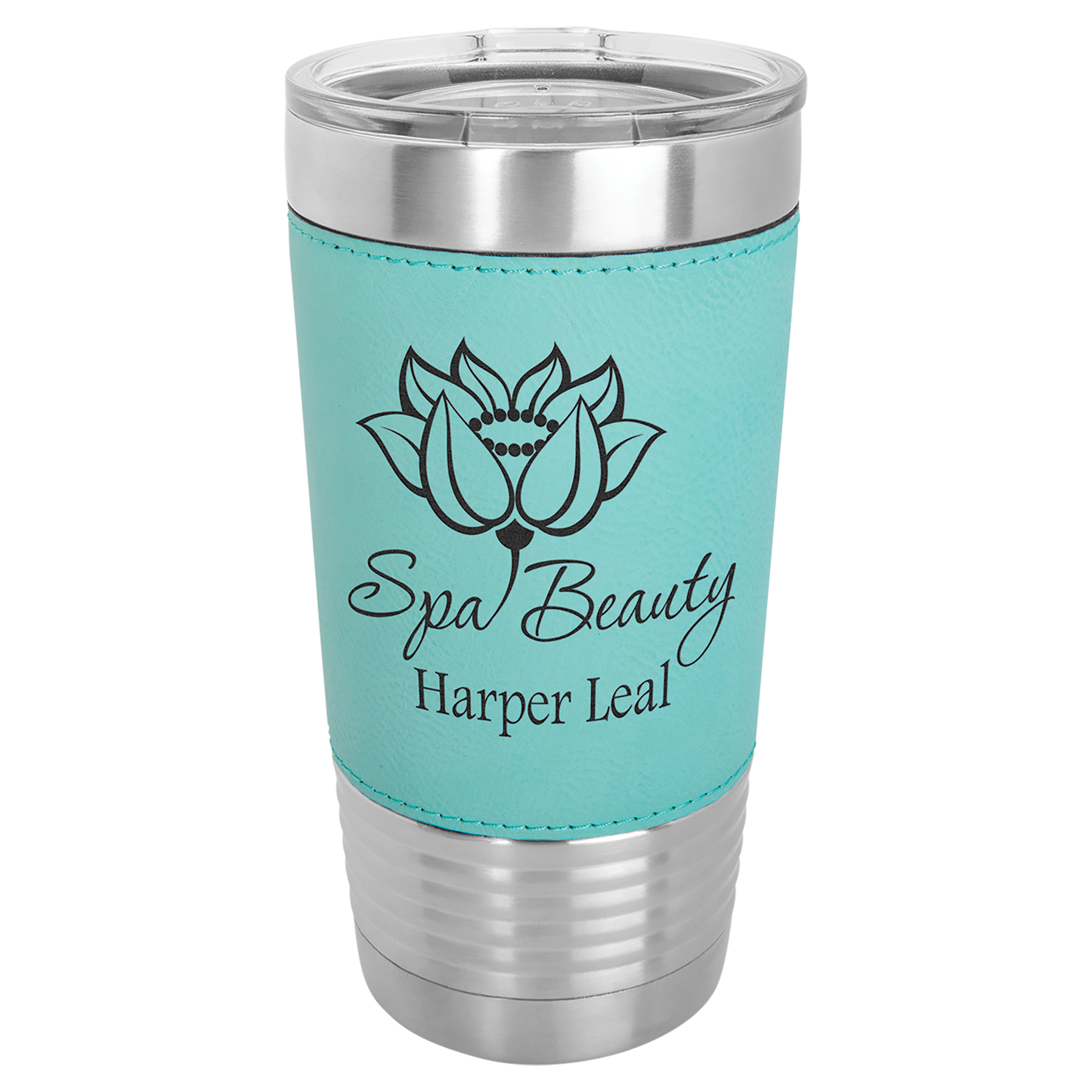 Customized 20 oz. Leatherette Tumbler with Clear Lid