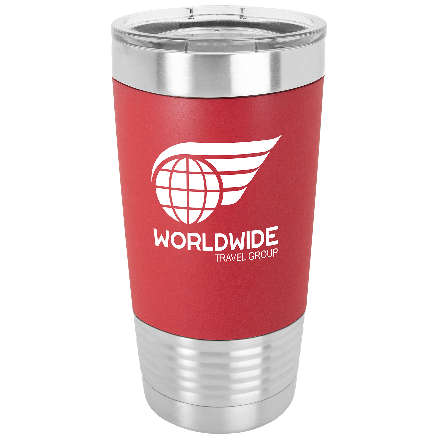 Customized 20 oz. Tumbler with Silicone Grip and Clear Lid