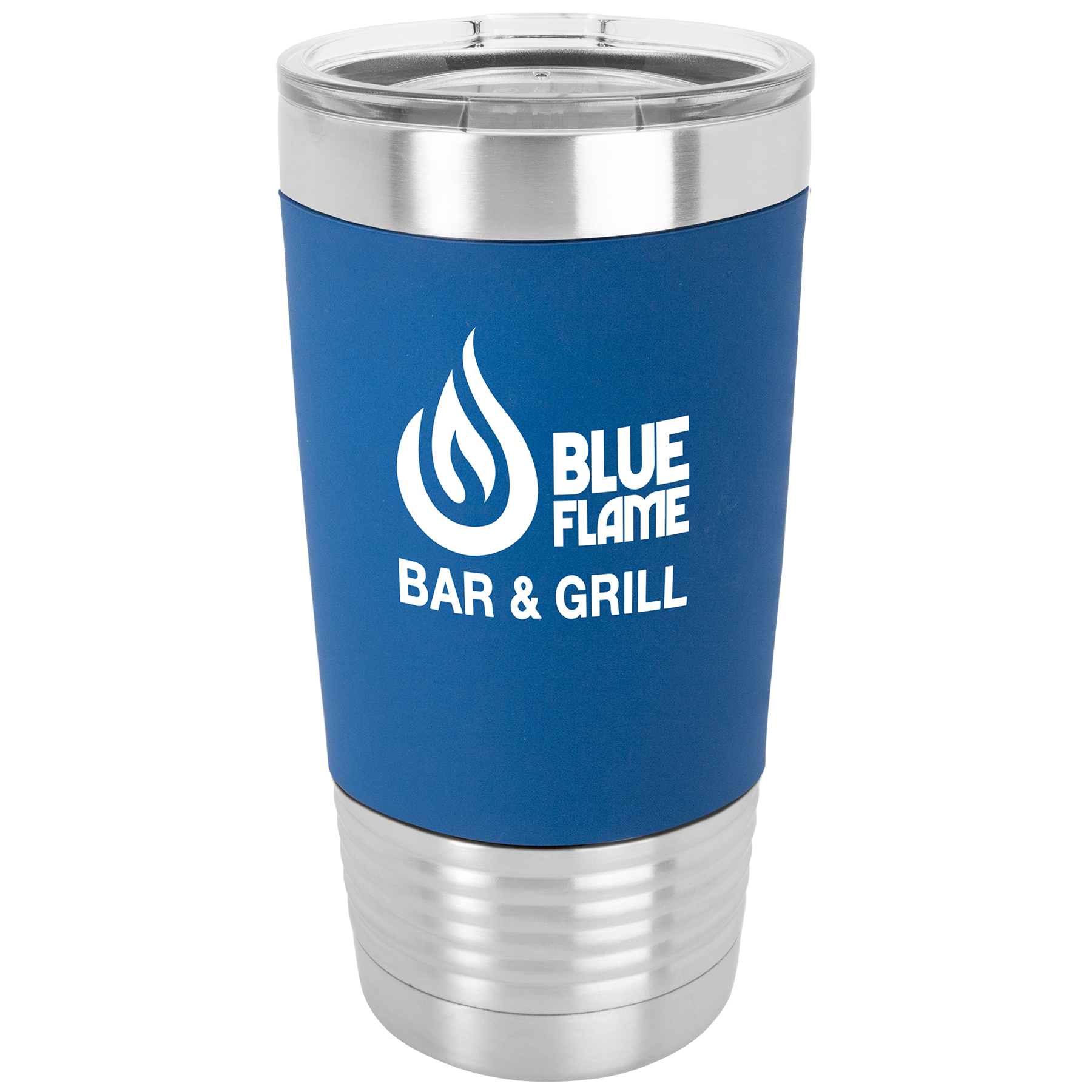 Customized 20 oz. Tumbler with Silicone Grip and Clear Lid