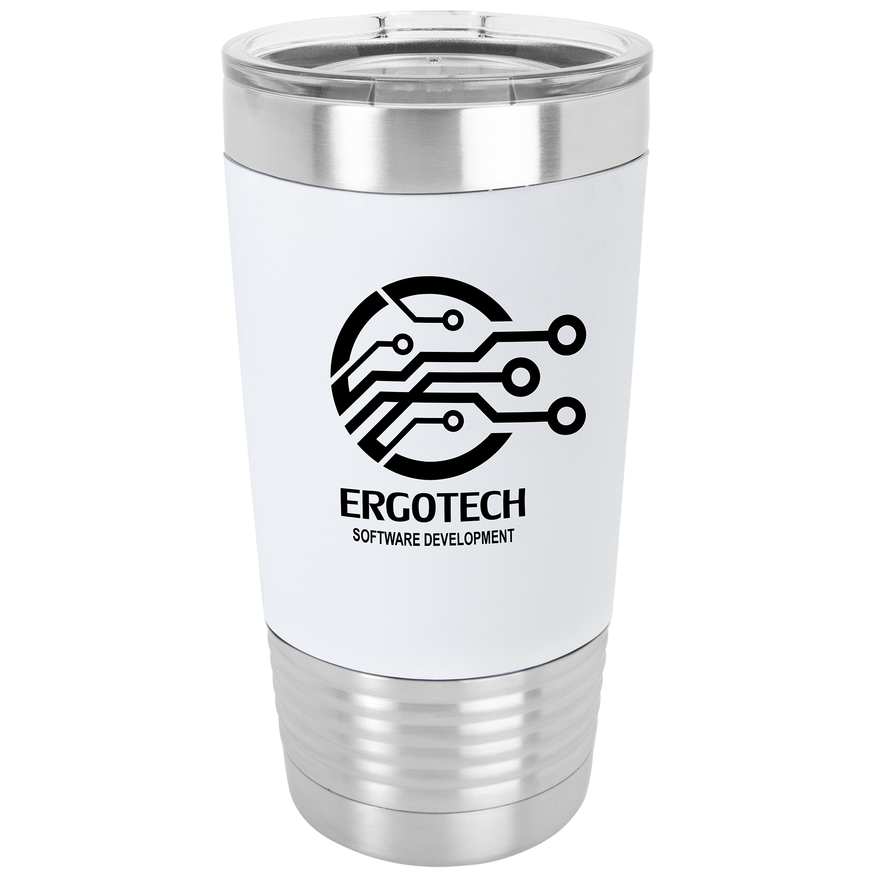 Customized 20 oz. Tumbler with Silicone Grip and Clear Lid