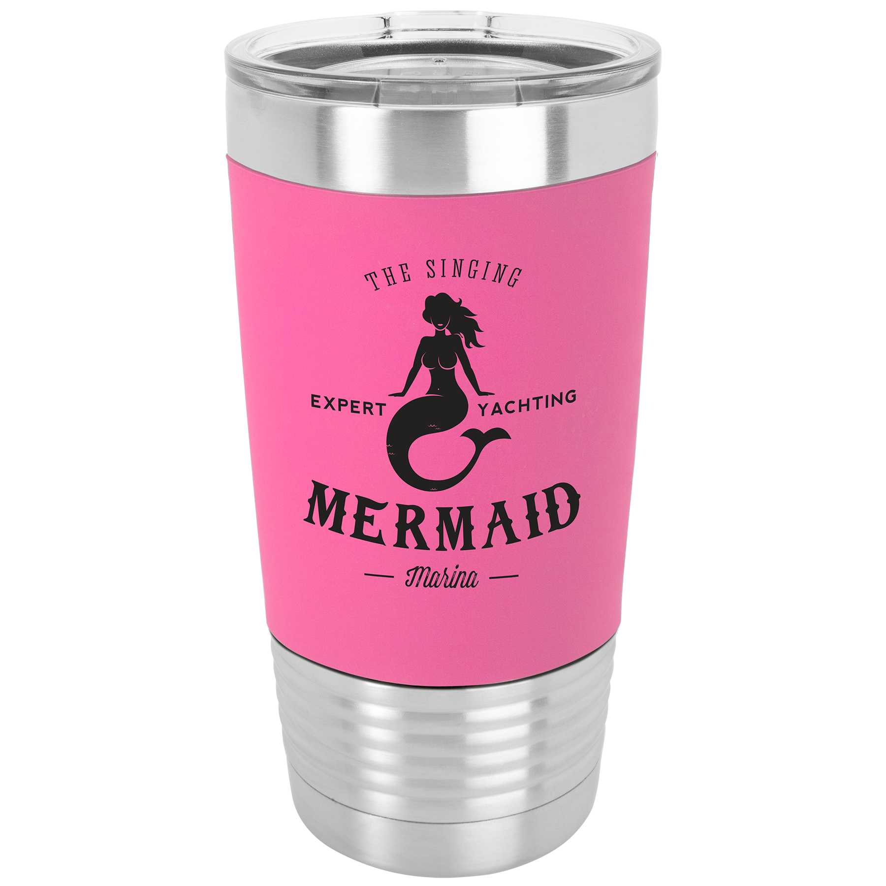 Customized 20 oz. Tumbler with Silicone Grip and Clear Lid