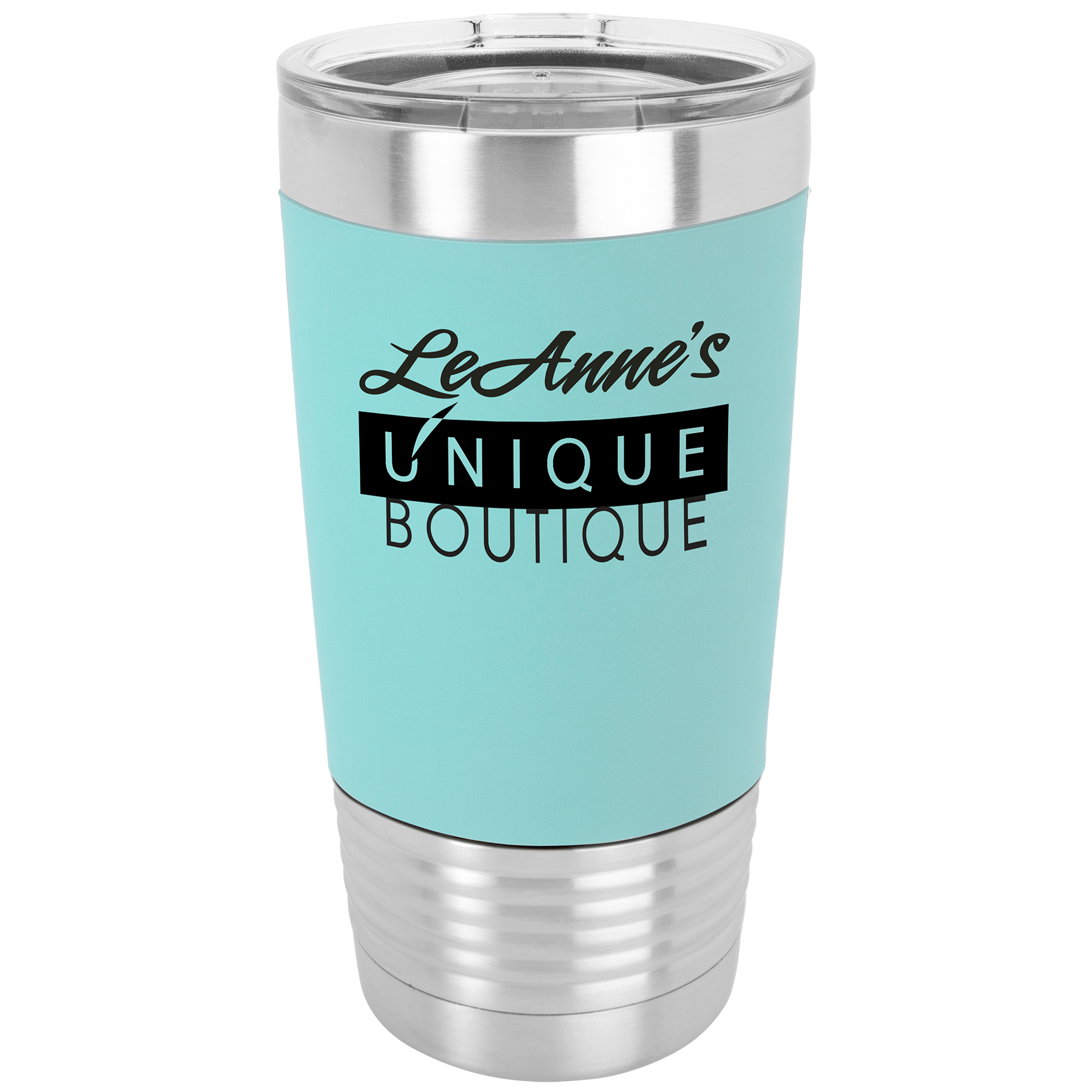Customized 20 oz. Tumbler with Silicone Grip and Clear Lid